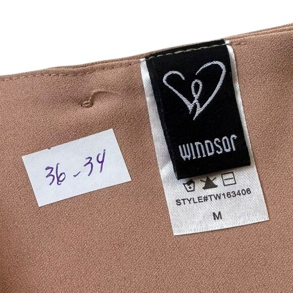 Windsor Pinkish Brown Open Back Tie Bow Blouse Women's Size Medium | 36-34 - Picture 3 of 6